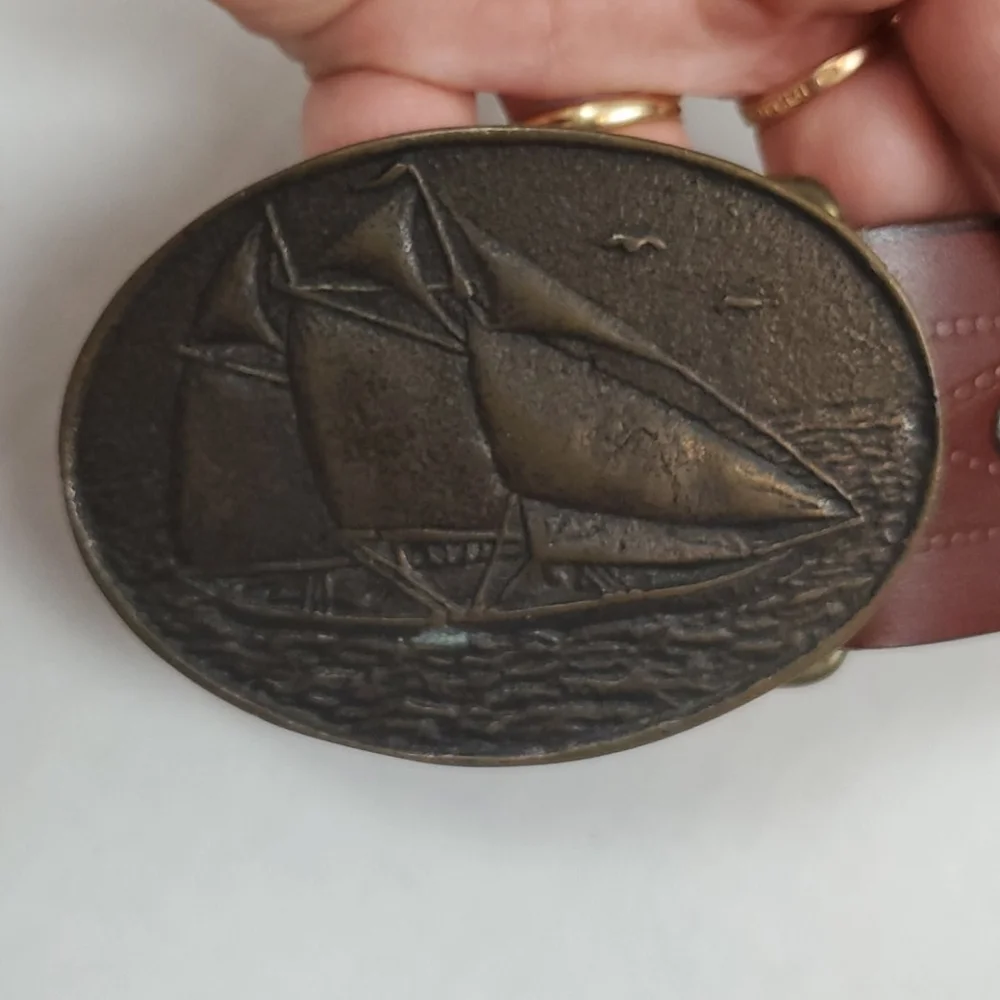 Vintage Nautical boat BTS solid Brass USA belt Y2K